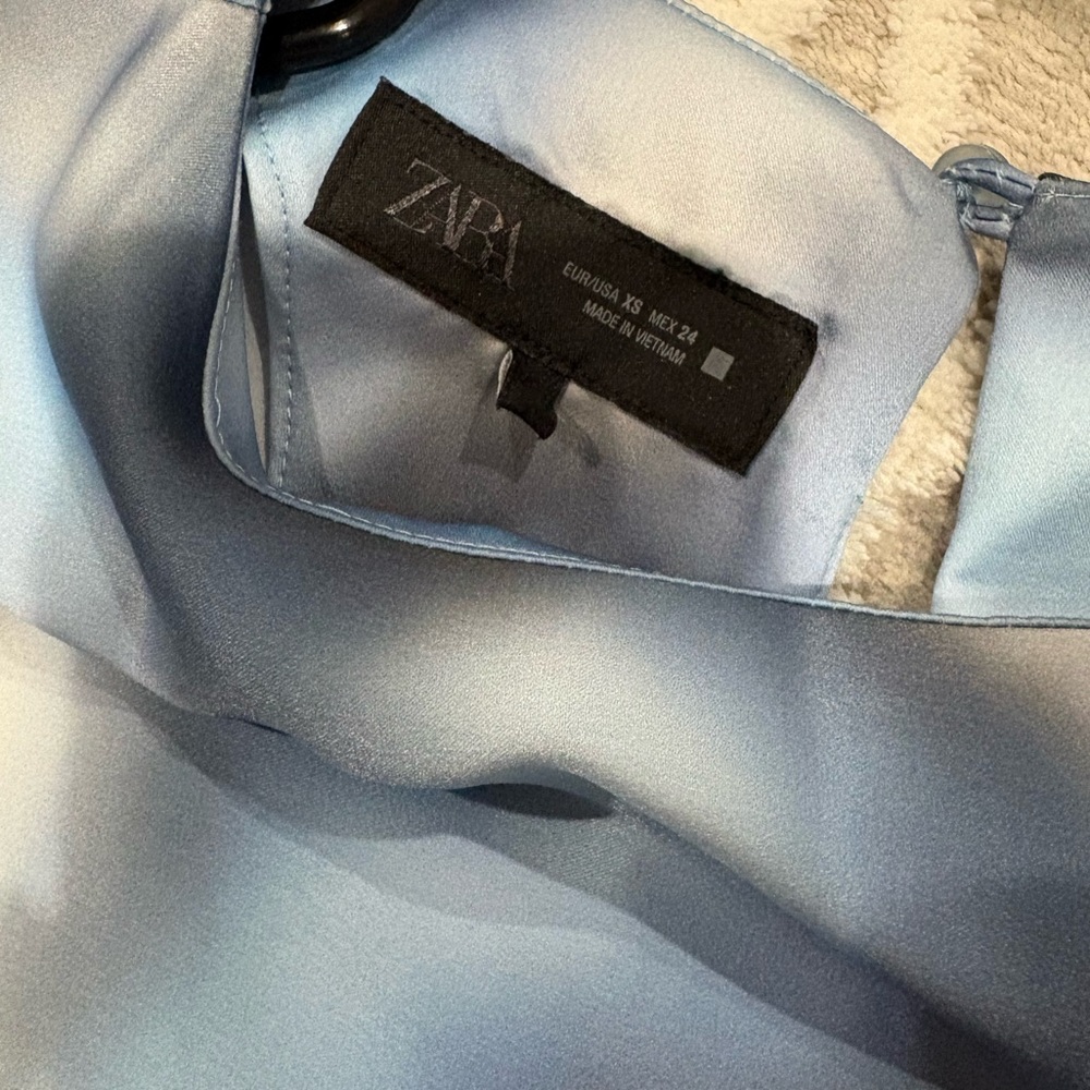ZARA - Sky Blue Silk Patterned Maxi Dress - Picture 5 of 5